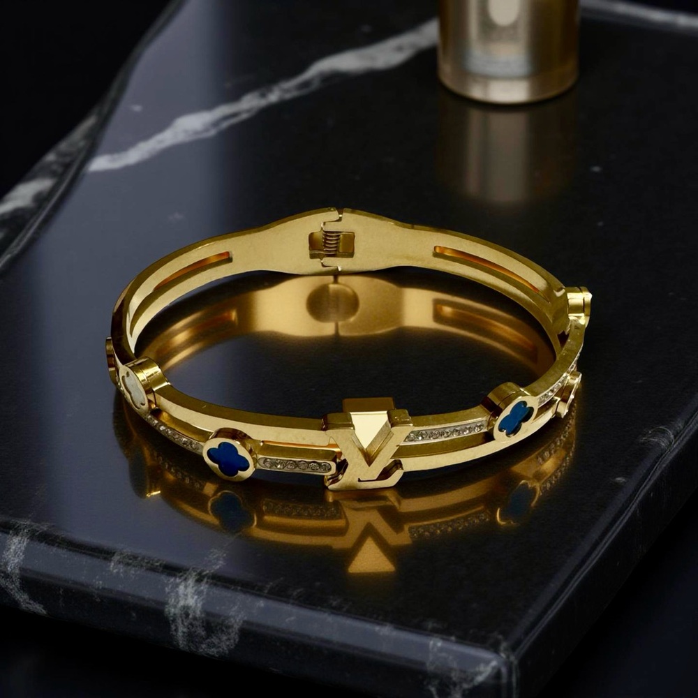 Gold Bracelet with Blue Accents